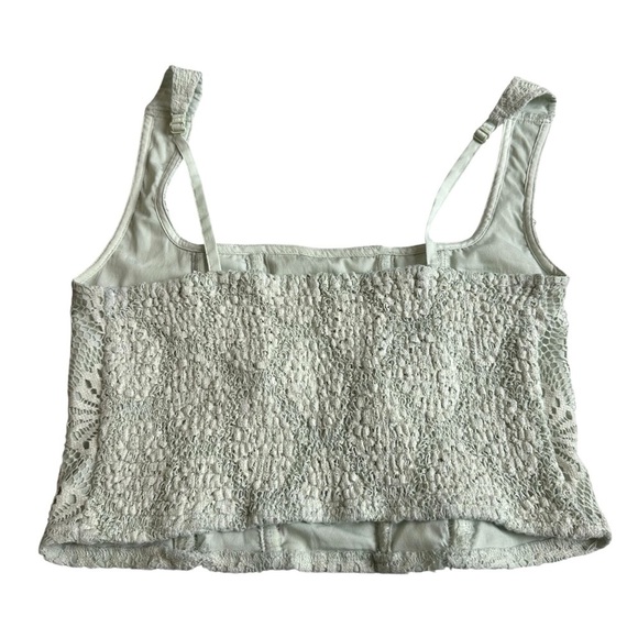 AE Set of 2 Cropped Square-Neck Corset Lace Tank Top Green Black Medium Bundle - Picture 9 of 12